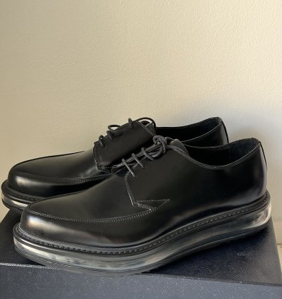 Prada Black Leather Creepers Air Sole Boots