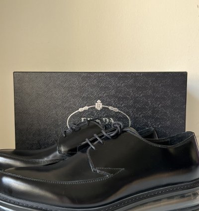 Prada Black Leather Creepers Air Sole Boots