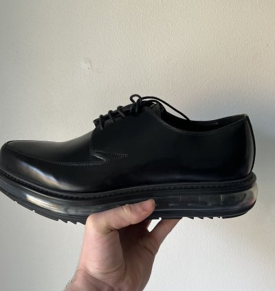 Prada Black Leather Creepers Air Sole Boots