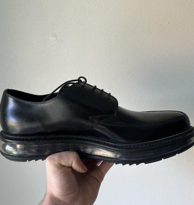 Prada Black Leather Creepers Air Sole Boots