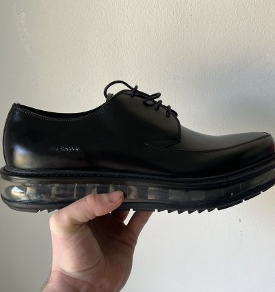 Prada Black Leather Creepers Air Sole Boots