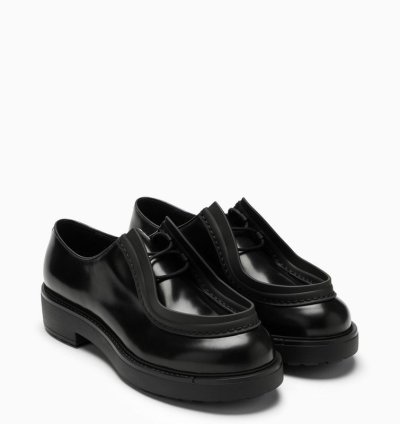 Prada Black Leather Diapason Lace-up