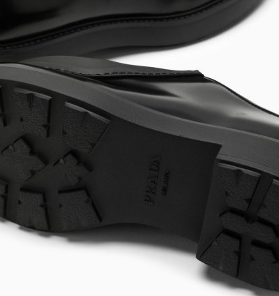 Prada Black Leather Diapason Lace-up