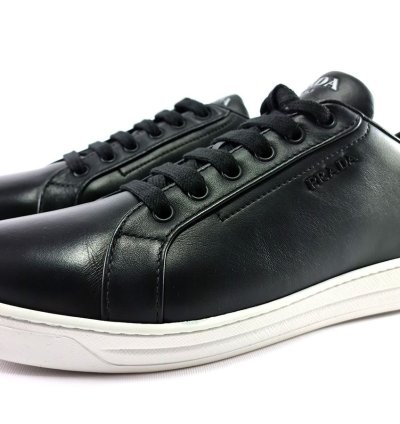 Prada Black Leather Fashion Sneakers Size Eu 41 Us 11