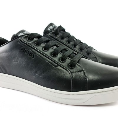 Prada Black Leather Fashion Sneakers Size Eu 41 Us 11