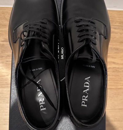 Prada Black Leather Lace-up Shoes