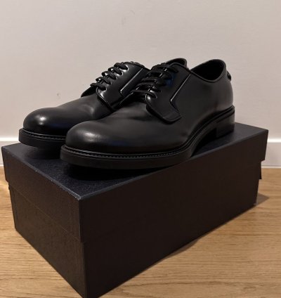 Prada Black Leather Lace-up Shoes