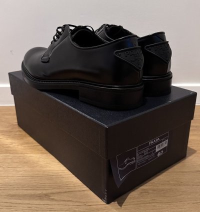 Prada Black Leather Lace-up Shoes