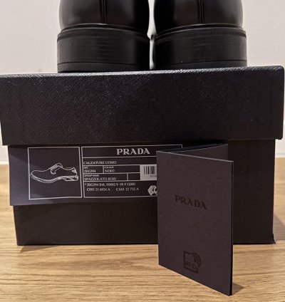 Prada Black Leather Lace-up Shoes