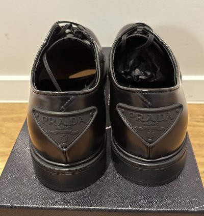 Prada Black Leather Lace-up Shoes