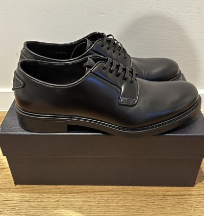 Prada Black Leather Lace-up Shoes