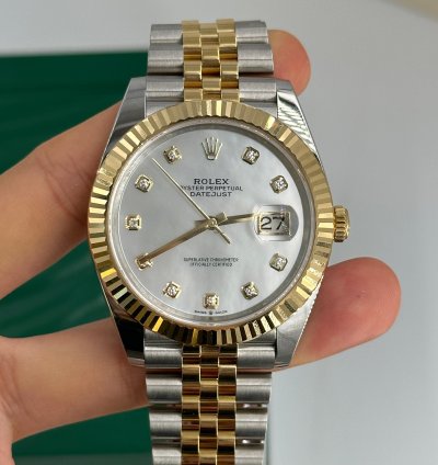 Rolex Datejust 41 126333ng White Mother Of Pearl Baguette Diamond Dial Jubilee