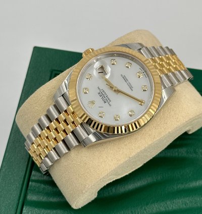 Rolex Datejust 41 126333ng White Mother Of Pearl Baguette Diamond Dial Jubilee