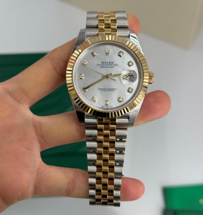 Rolex Datejust 41 126333ng White Mother Of Pearl Baguette Diamond Dial Jubilee