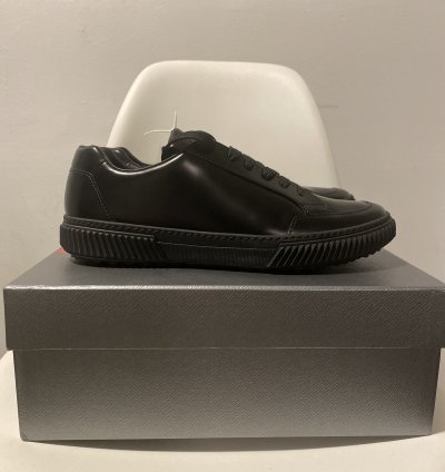 Prada Black Leather Low Top Sneakers