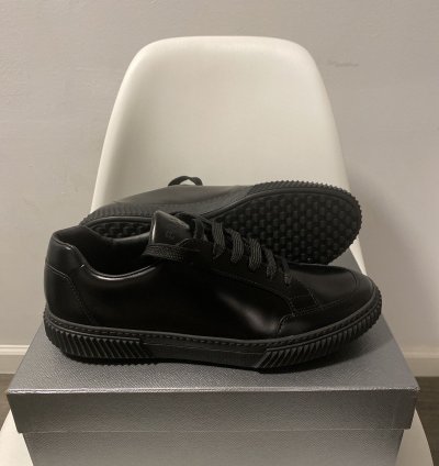 Prada Black Leather Low Top Sneakers