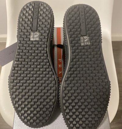 Prada Black Leather Low Top Sneakers