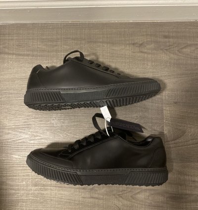 Prada Black Leather Low Top Sneakers