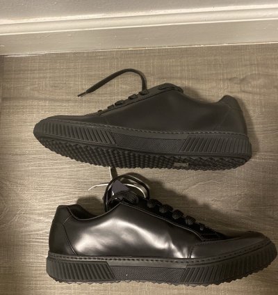 Prada Black Leather Low Top Sneakers