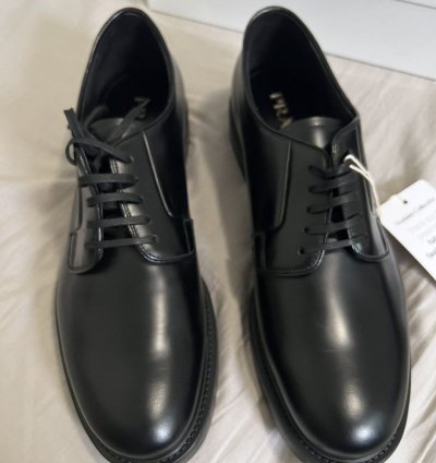 Prada Black Leather Oxfords
