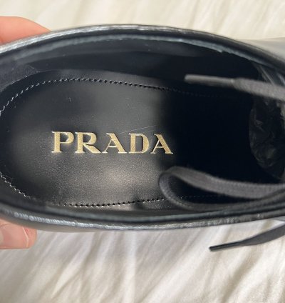 Prada Black Leather Oxfords