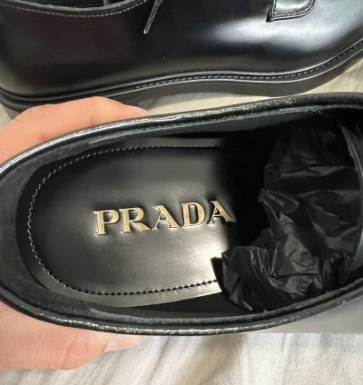 Prada Black Leather Oxfords