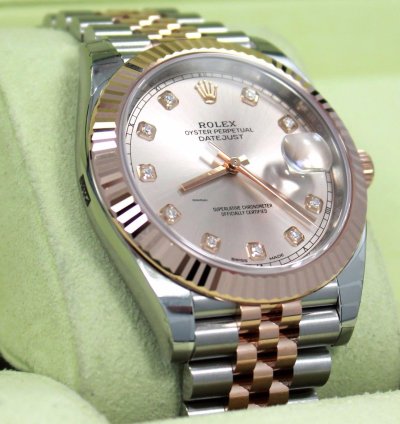 Rolex Datejust 41 41mm 126331 Jubilee 18k Rose Gold Ss Diamond Dial