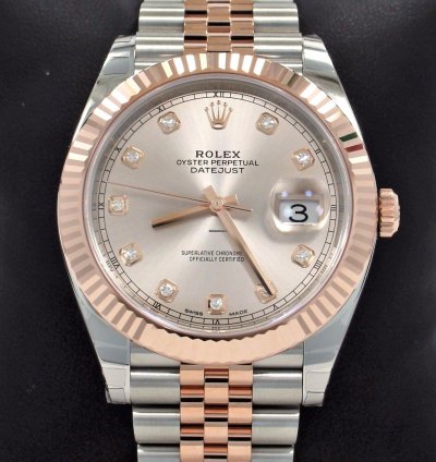 Rolex Datejust 41 41mm 126331 Jubilee 18k Rose Gold Ss Diamond Dial