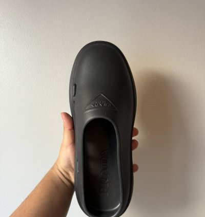 Prada Black Mellow Rubber Mules
