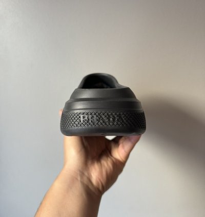 Prada Black Mellow Rubber Mules