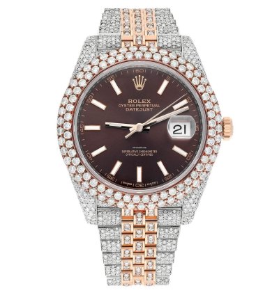 Rolex Datejust 41 41mm 126331 Rose Gold And Stainless Steel Fully Iced Out Watch