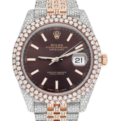 Rolex Datejust 41 41mm 126331 Rose Gold And Stainless Steel Fully Iced Out Watch