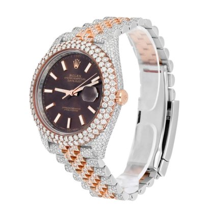 Rolex Datejust 41 41mm 126331 Rose Gold And Stainless Steel Fully Iced Out Watch