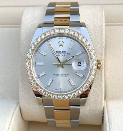 Rolex Datejust 41 41mm Full Set 2023 Unworn Diamanten 126333 Diamond Stahl Gold