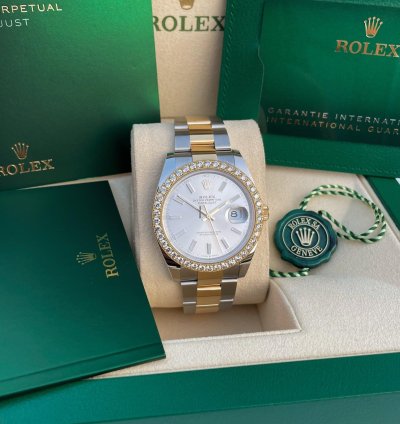 Rolex Datejust 41 41mm Full Set 2023 Unworn Diamanten 126333 Diamond Stahl Gold