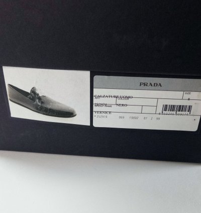 Prada Black Patent Leather Triangle Logo Slippers Flat Shoes