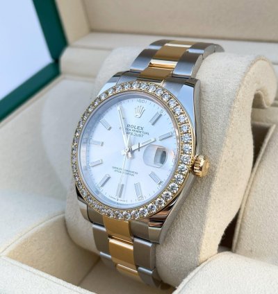 Rolex Datejust 41 41mm Full Set 2023 Unworn Diamanten 126333 Diamond Stahl Gold
