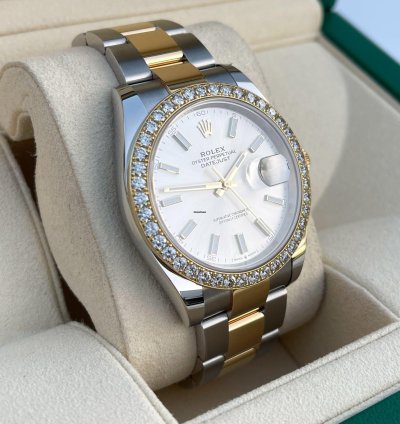 Rolex Datejust 41 41mm Full Set 2023 Unworn Diamanten 126333 Diamond Stahl Gold