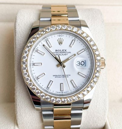 Rolex Datejust 41 41mm Full Set 2023 Unworn Diamanten 126333 Wei Diamond Bezel