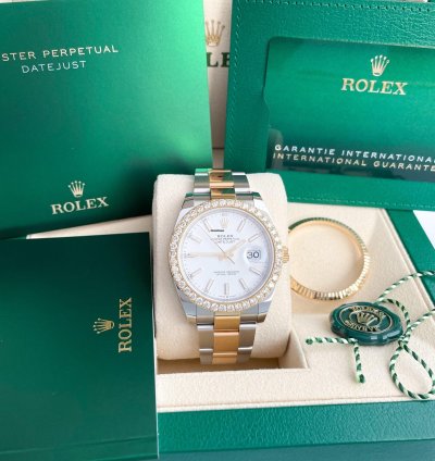 Rolex Datejust 41 41mm Full Set 2023 Unworn Diamanten 126333 Wei Diamond Bezel