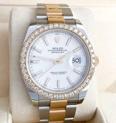 Rolex Datejust 41 41mm Full Set 2023 Unworn Diamanten 126333 Wei Diamond Bezel