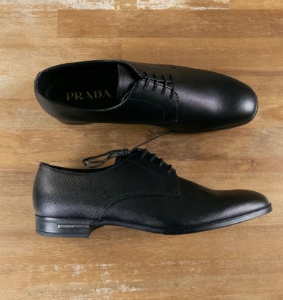 Prada Black Saffiano Leather Formal Oxford Shoes 8 5 41 5
