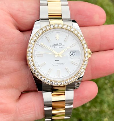 Rolex Datejust 41 41mm Full Set 2023 Unworn Diamanten 126333 Wei Diamond Bezel