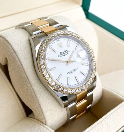 Rolex Datejust 41 41mm Full Set 2023 Unworn Diamanten 126333 Wei Diamond Bezel