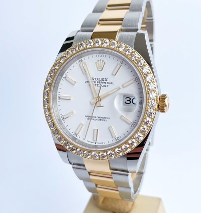 Rolex Datejust 41 41mm Full Set 2023 Unworn Diamanten 126333 Wei Diamond Bezel