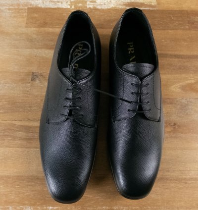Prada Black Saffiano Leather Formal Oxford Shoes 8 5 41 5