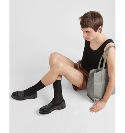 Prada Black Shiny Leather Penny Loafers