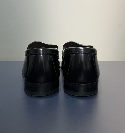 Prada Black Shiny Leather Penny Loafers