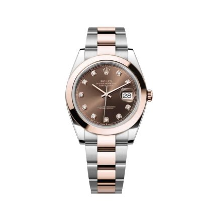 Rolex Datejust 41 New 2025 Chocolate Diamond Two Tone Rose Gold Smooth Bezel Oyster Bracelet