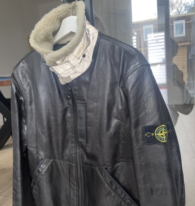 Stone Island Leather Flying Pilot 30th Anniversary Zip Up